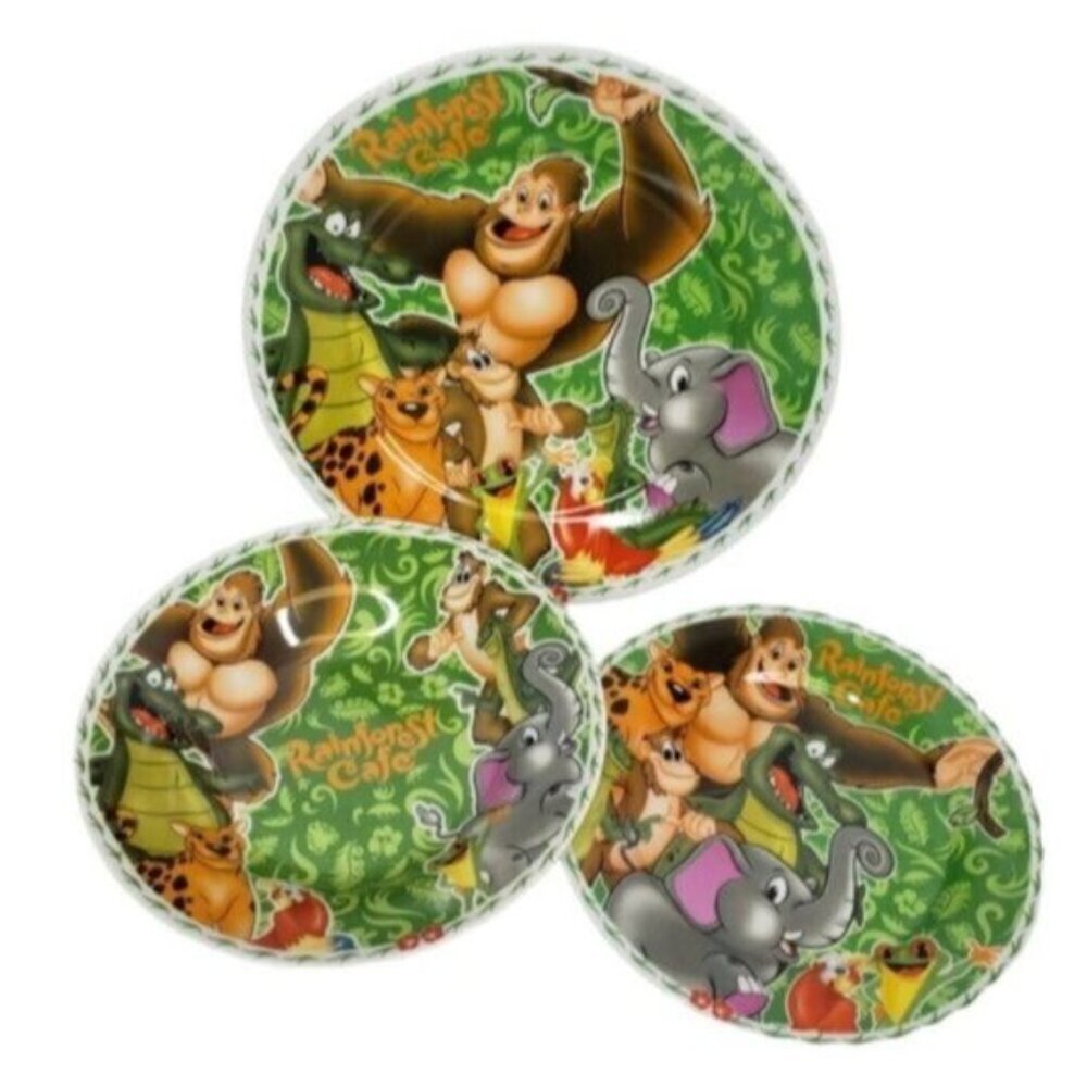Vintage Rainforest Cafe 3 Piece Place Setting Bowl Salad Dinner Plate Br…